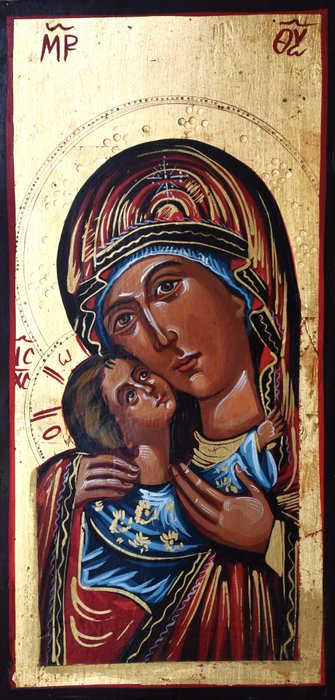 标志 - 上帝之母赫得戈利亚 - 木, 镀金, 蛋彩画