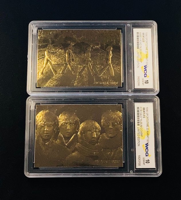 The Beatles - Lot of 2 - Original Gold Cards (23K) - Graded "10" Perfect/Mint - Samlekort