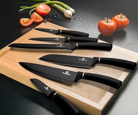 Berlinger Haus - Kjøkkenkniv - 6-delt kokkeknivsett (svart/rosa gull) - Stål (rustfritt) - Tyskland