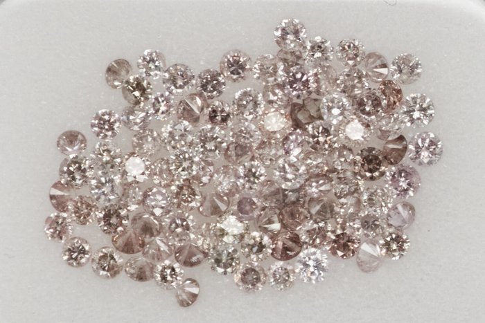 99 pcs Diamanten - 1.25 ct - Runden - NO RESERVE PRICE - Mix Brown - Pink* - I1, SI1, SI2, VS1, VS2