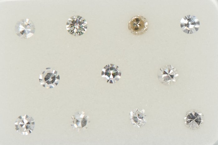 11 pcs Diamantes - 0.37 ct - Corte Único - NO RESERVE PRICE - F - I - I1, SI1, SI2