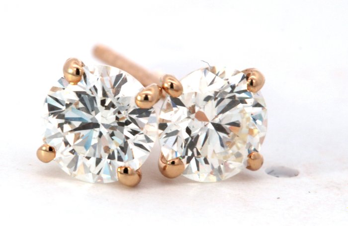 Boucles d'oreilles - 14 carats Or jaune -  1.00ct. tw. Diamant  (Naturelle)