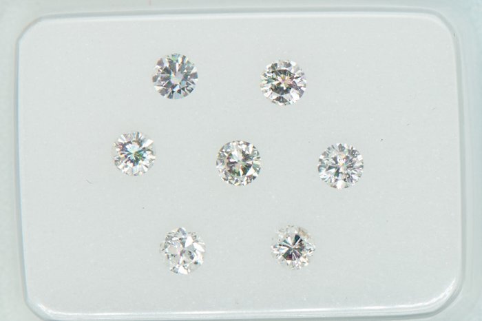 7 pcs Diamanten - 0.34 ct - Runden - NO RESERVE PRICE - F - H - I1, SI1, SI2, VS1, VS2