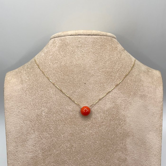 No Reserve Price - Necklace - 18 kt. Yellow gold Blood Coral 