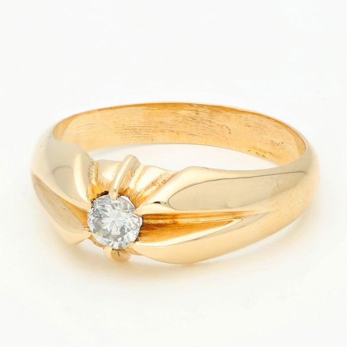 Ring - 14 kt Gult guld Diamant  (Natural) 
