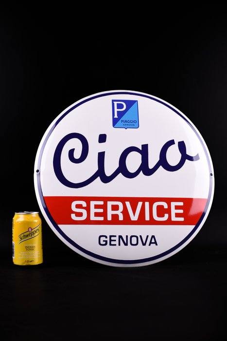 Sign - Vespa - CIAO service Genova; 410mm; enamel sign