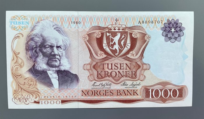 Norwegen. - 1000 Kroner 1980 - Pick 40b