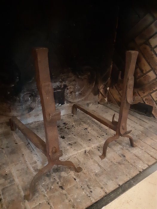 Andiron - fireplace andirons - Iron (wrought)