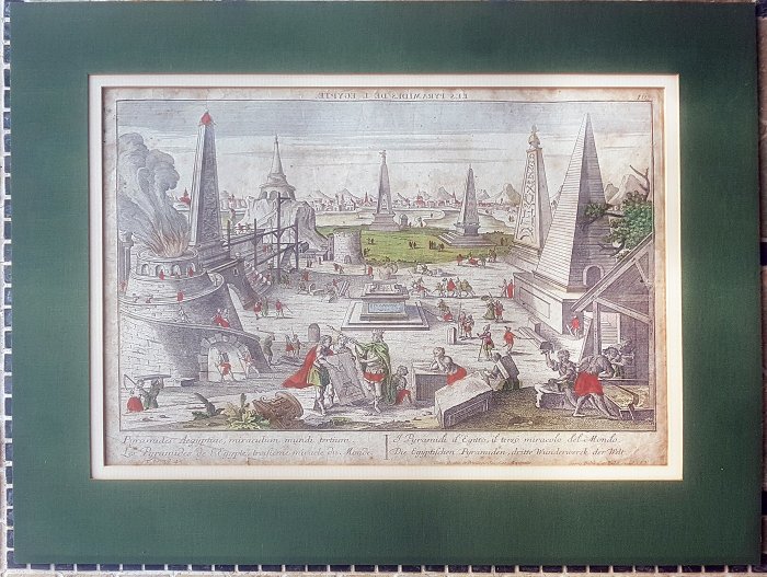 Europa, Mapa - Pirámides de Babilonia / Egipto; George Balthazar Probst - [Lot of 2 views] Veduta della Torre di Babilonia / Veduta delle Piramidi Egizie - 1751-1760