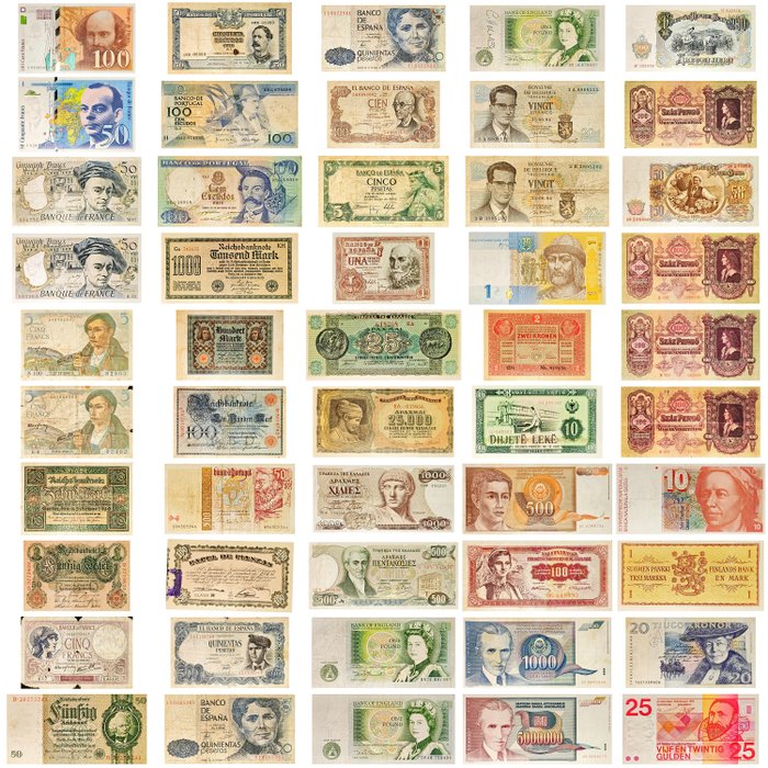 世界. - 50 banknotes - various dates  (沒有保留價)