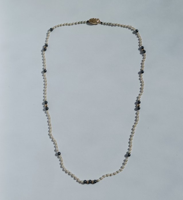 Ingen mindstepris - Halskæde 14 karat guld - Perle - Hæmatit Perle 