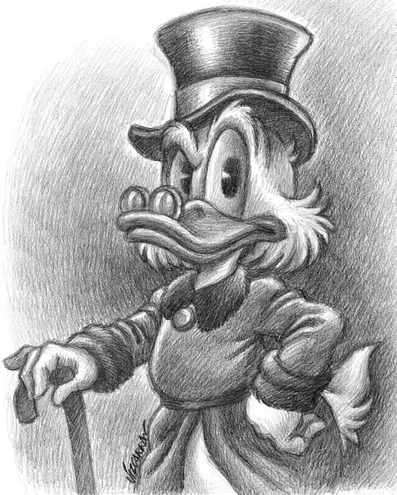 Joan Vizcarra - Uncle Scrooge - Tribute to Carl Barks - Original Drawing - Pencil Art