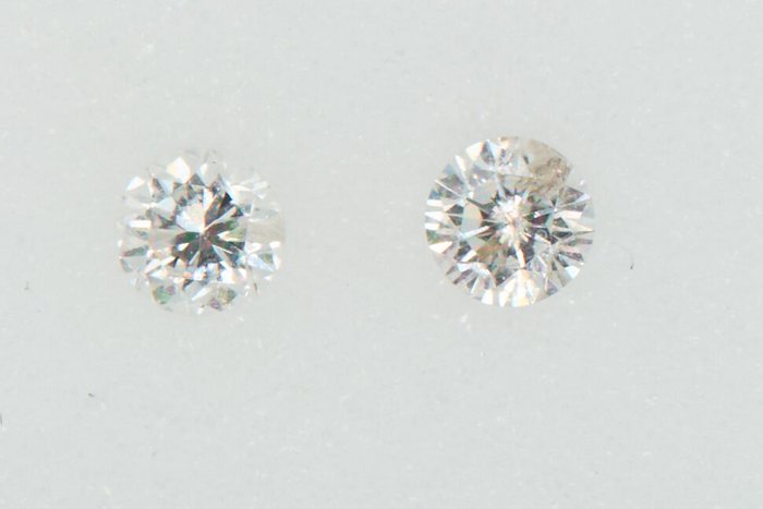 2 pcs 鑽石 - 0.26 ct - 圓形的 - NO RESERVE PRICE - G - I1