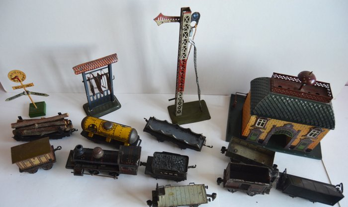 Gebroeders Bing - Wind-up tin train Train with accessories model railway 0 - 1 - 1900-1909 - Germany