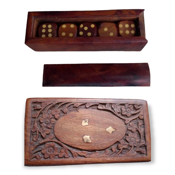 Boîte à bijoux (2) - Boîte à bijoux et jeu de dés - Bois (Thuya)
