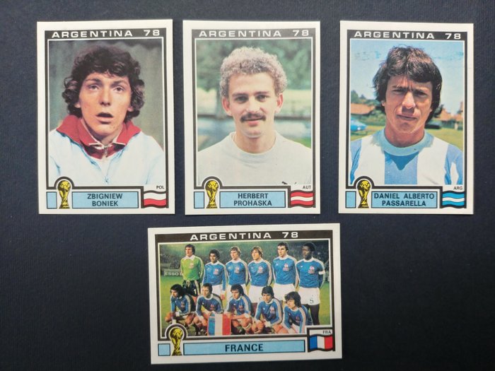 Panini - World Cup Argentina 78 - Team France/Boniek/Passarella/Prohaska - 4 Loose stickers
