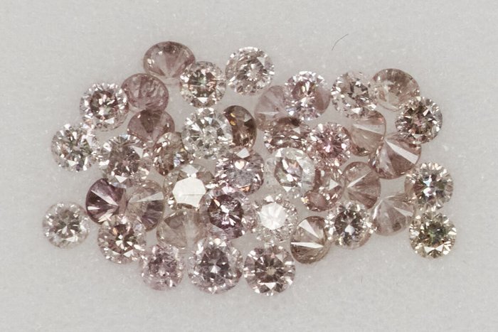 40 pcs Diamanter - 0.83 ct - Rund - NO RESERVE PRICE - Mix Brown - Pink* - I1, SI1, SI2, VS1, VS2