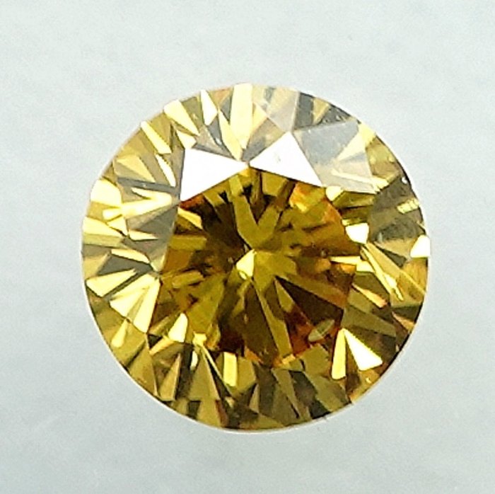 Diamant - 0.18 ct - Brillant - Natural Fancy Intense Yellow - SI2