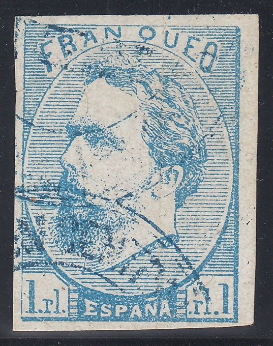 Spanien 1873 - Karl VII. 1 kongelig, blå. - Edifil 156