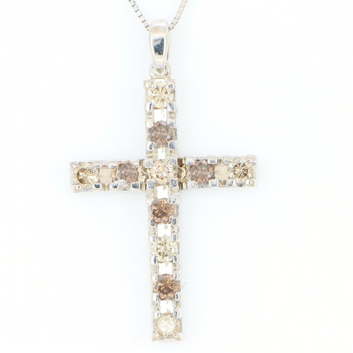 Ohne Mindestpreis - Halskette - 18 kt Weißgold, NEU -  0.50 tw. Diamant  (Natürlich) 