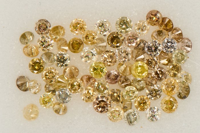 69 pcs 鑽石 - 1.10 ct - 圓形的 - NO RESERVE PRICE - Light to Fancy Mix Yellow - I1, I2, SI1, SI2, I3