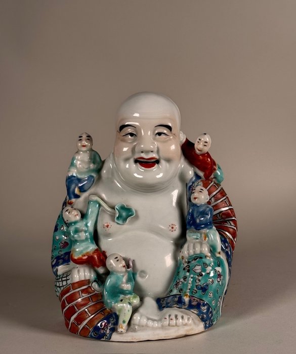 Figura - famille rose laughing buddha - Porcelán - Kína