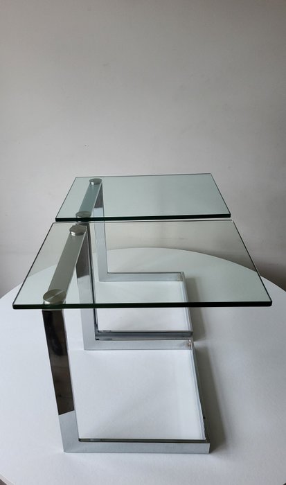 Gebra - 边桌 (2) - 玻璃, 钢, 镀铬