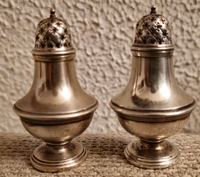 鹽及胡椒瓶 (2) - 現代主義新藝術風格 jigendstil 現代藝術古董 19 世紀裝飾藝術鑿實銀 - 銀