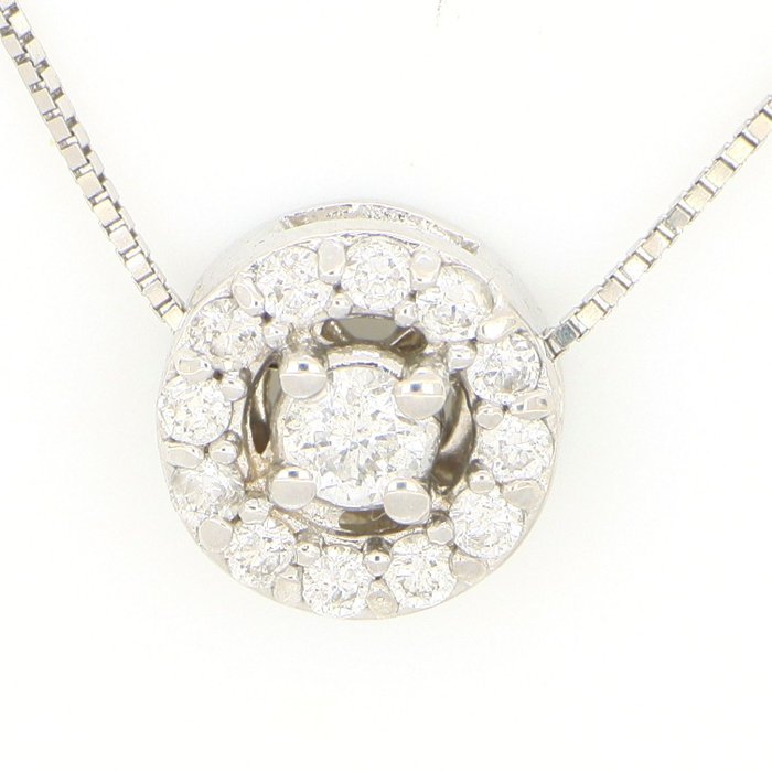 Ohne Mindestpreis - Halskette - 18 kt Weißgold, NEU -  0.22 tw. Diamant  (Natürlich) 