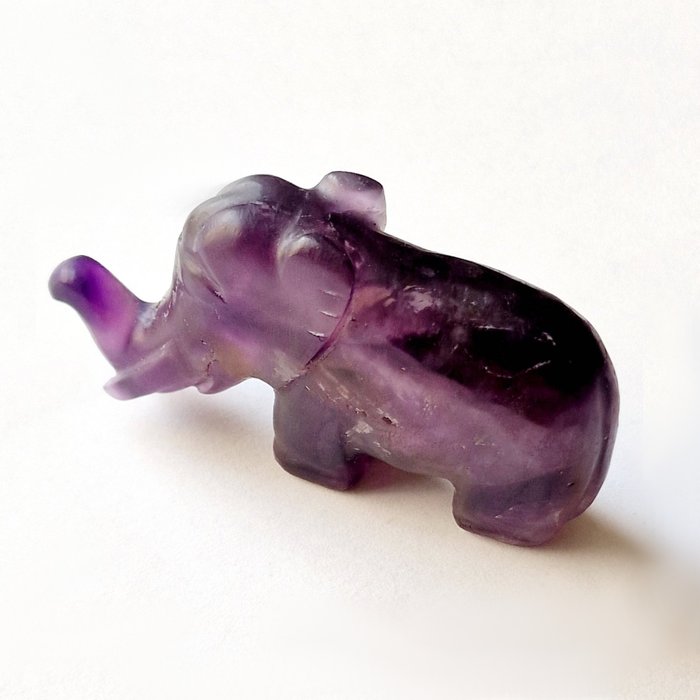 老的 紫晶 XL 大象珠护身符 - 70 mm