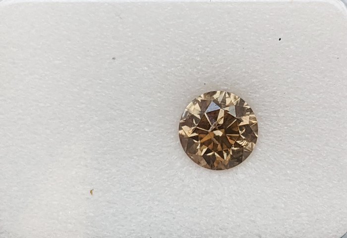 钻石 - 0.49 ct - 圆形 - 淡彩褐带黄 - SI2 微内含二级, No Reserve Price