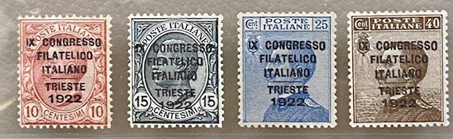 意大利王国 1922 - 集邮大会系列 4v 豪华品质全新邮票** - Sassone S. 22