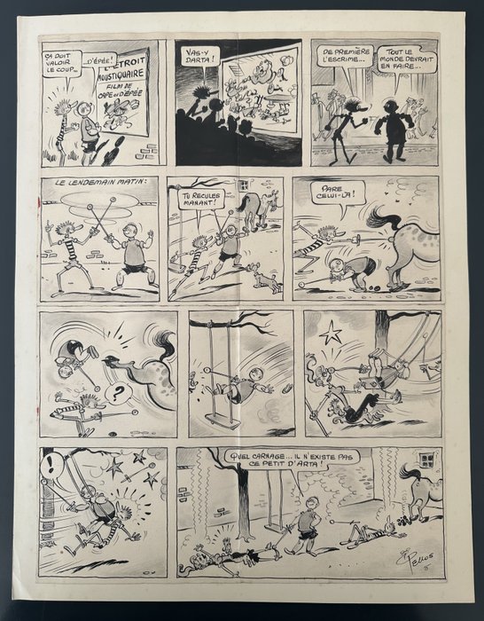 Pellos, René - 1 Original page - Pechedur et Briquemol - Planche 15 - 1955
