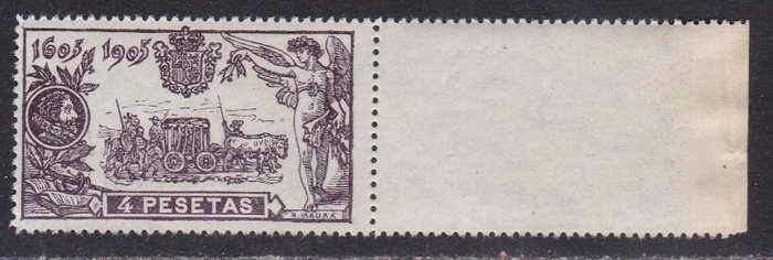西班牙  - 1905 年 - 堂吉訶德 - 4 分 - 全新郵票 - Edifil 265 - 出色的居中和色彩