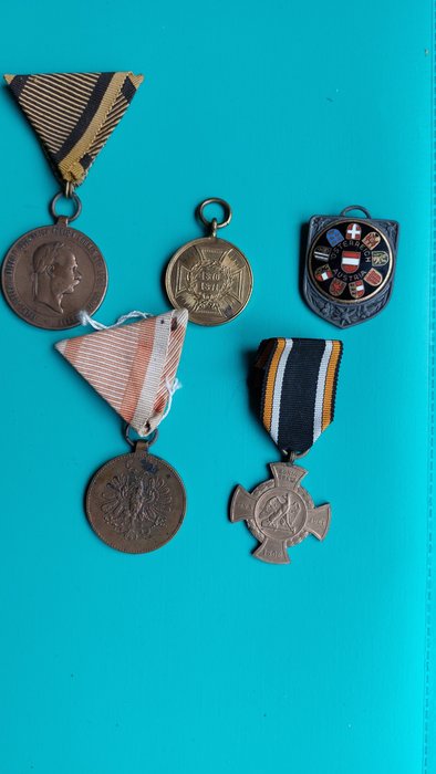 Prusia - Medalie - Pruisen-Oostenrijk 5 medailles oa Koningsgraz 1866, Frans-Duitse Oorlog 1870-1871