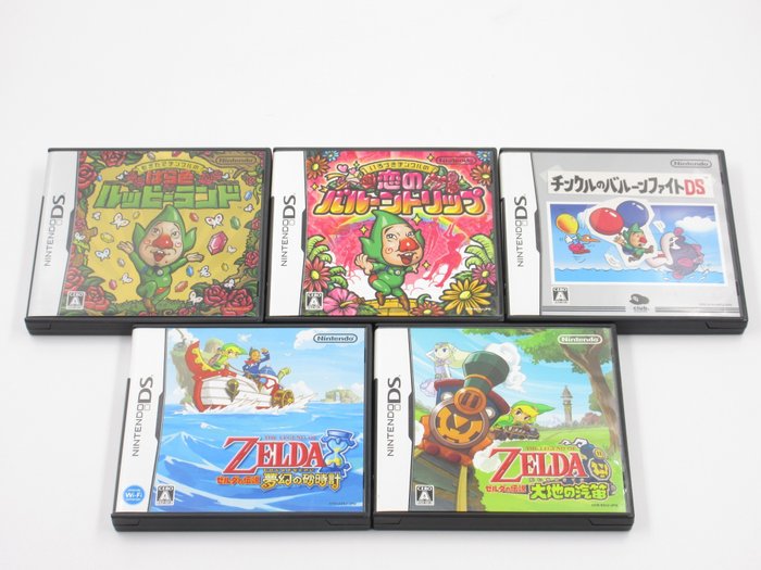 Nintendo - The Legend of Zelda ゼルダの伝説 Phantom Hourglass Spirit Tracks Tingle's Balloon Fight Tingle チンクル Japan - Nintendo DS - Video game set (5) - In original box