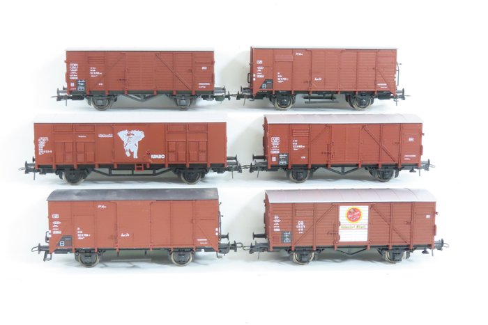 Roco H0 - o.a. 46001/47903/46001 - Wagon de marchandises pour trains miniatures (6) - 6 voitures fermées - DB