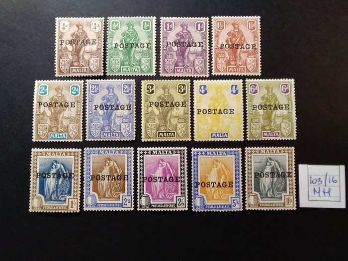 Malta 1926/1938 - Malta 1925/1938 Auswahl von 4 kompletten Serien mit Scharnierspuren - Unificato 2019