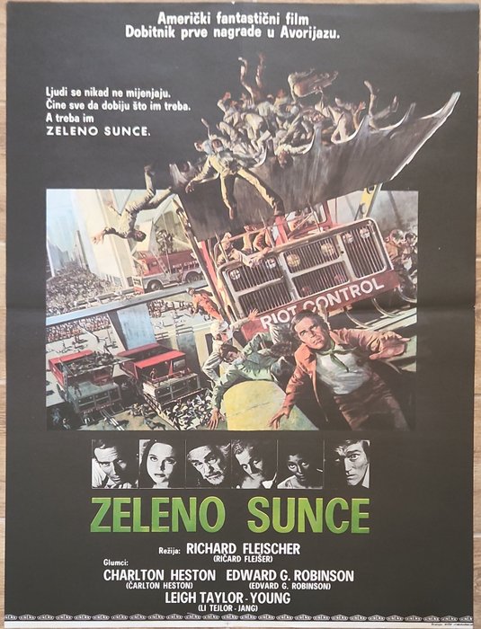  - Poster Soylent Green 1973. Charlton Heston sci fi future thriller, original movie poster