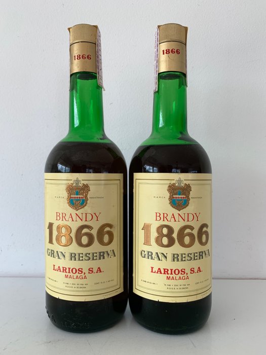 Larios - Brandy '1866' Gran Reserva  - b. 1970-tallet - 70cl - 2 flasker