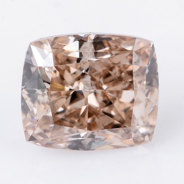 1 pcs 钻石 - 0.71 ct - 明亮型, 枕形 - 中彩褐带黄 - SI2 微内含二级