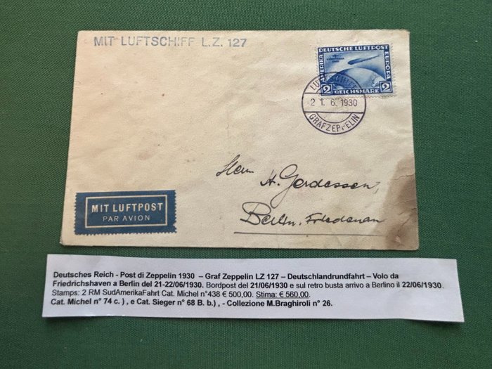 Envelope postal - Voo Zeppelin LZ 127 Deutschlandrundfahrt 1930