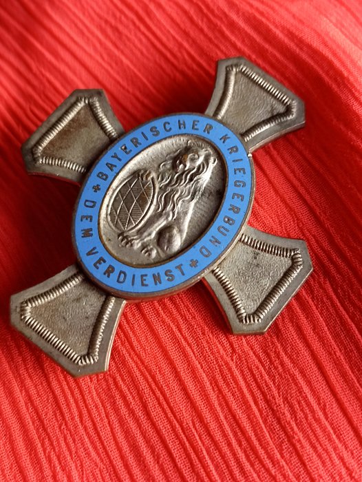 Alemania - Insignia - WW1 German Bavaria Warrior League Merit Cross medal Kriegerbund - Principios del siglo XX (Primera Guerra Mundial)