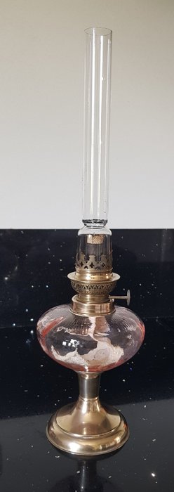 Petroleumslampe - Olielampe - Glas, Messing