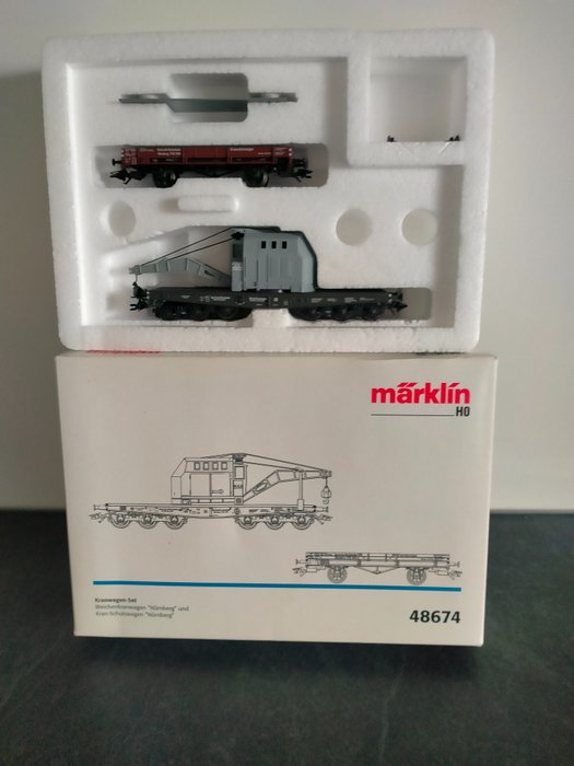 Märklin H0 - 48674 - Modellbahn-Güterwagenset (1) - Gleisbau-Kranwagen „Nürnberg“ - DRG