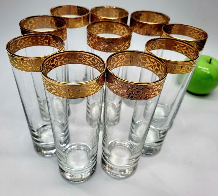 Fratelli Fumo - Servizio di bicchieri (10) - Cristallo, con decoro in oro 24 Kt.