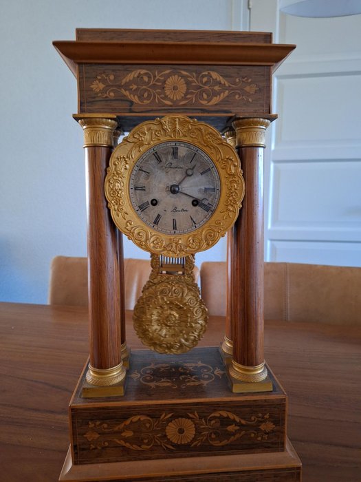 Portikk-klokke - Tre, Mahogni - 1840-1850