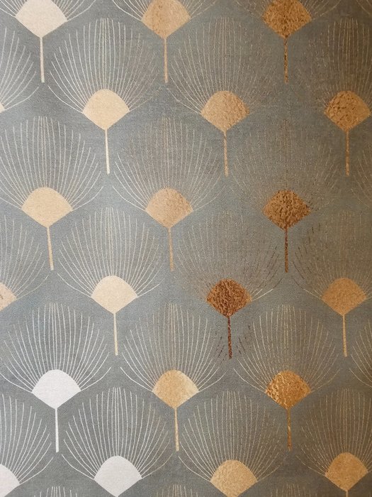 Ylellinen art deco -kangas oliivinvihreässä Limted Edition itämaisella kudoksella - 300x300cm - - Tekstiili  - 300 cm - 0.02 cm
