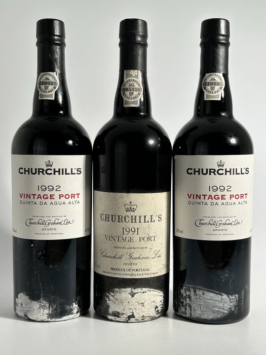 Churchill's: 1992 x2 Quinta da Agua Alta Vintage Port & 1991 Vintage Port - 斗羅河 - 3 瓶 (0.75L)