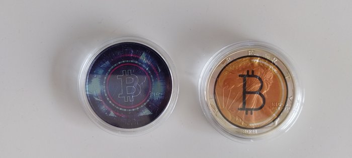 美国. 1 Dollar 2021 Silver Eagle - Bitcoin, 2x1 Oz (.999)  (没有保留价)